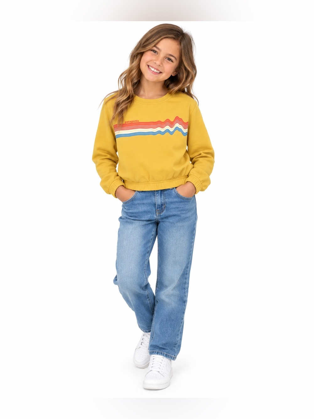 Patagonia Kids’ Mustard Yellow Crewneck Sweatshirt